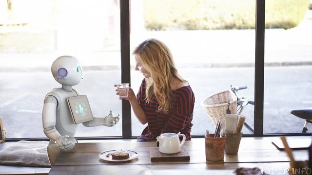 Pepper общается с девушкой