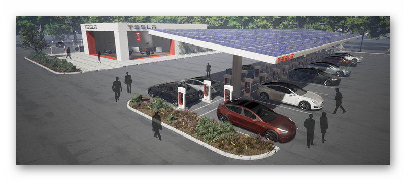 Supercharger с солнечным панелями