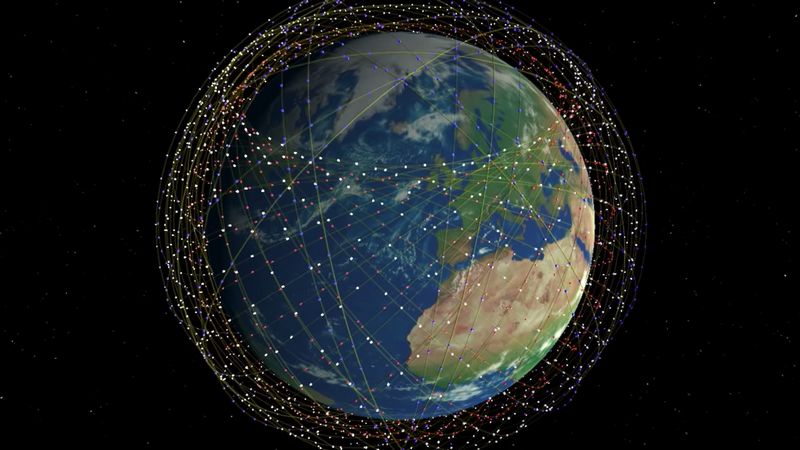 Схема расположения спутников Starlink вокруг Земли